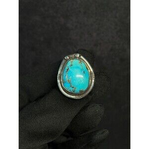 Native American Sterling Silver Turquoise Ring Size 6.5 12.3g